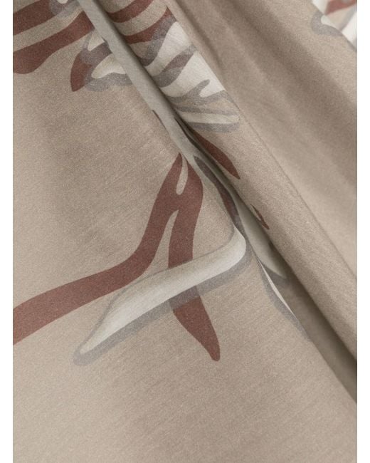 Brunello Cucinelli Gray Floral Print Foulard