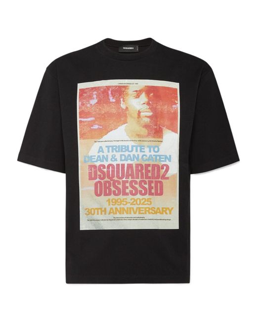 DSquared² Black Graphic Printed Crewneck T-Shirt for men