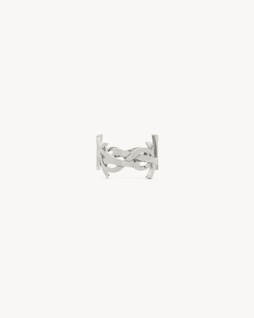 Saint Laurent White Cassandre Ring for men