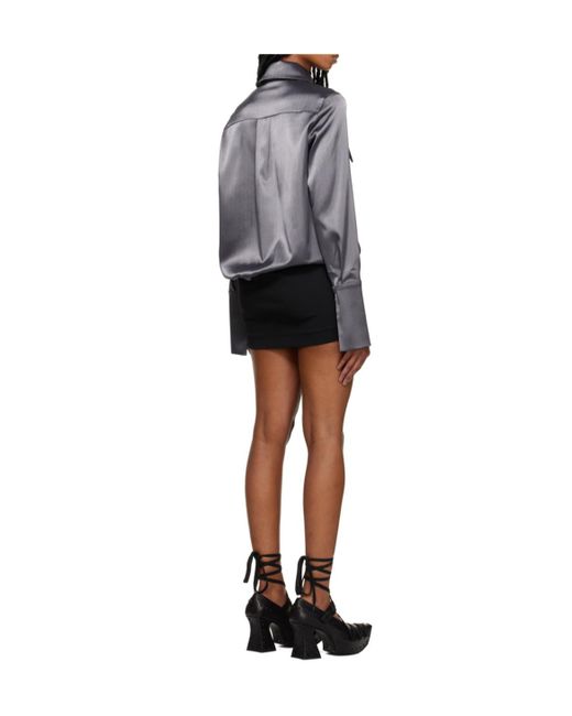 16Arlington Black Pointed Collar Striped Dress