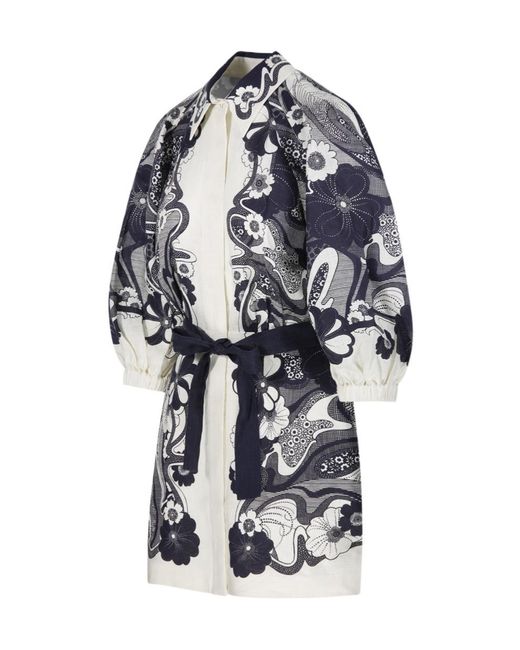 ALÉMAIS Blue Floral Printed Mickey Mini Dress