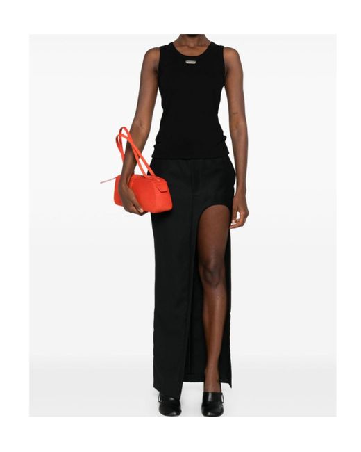 McQueen Black Logo Plaque Ribbed Tank Top