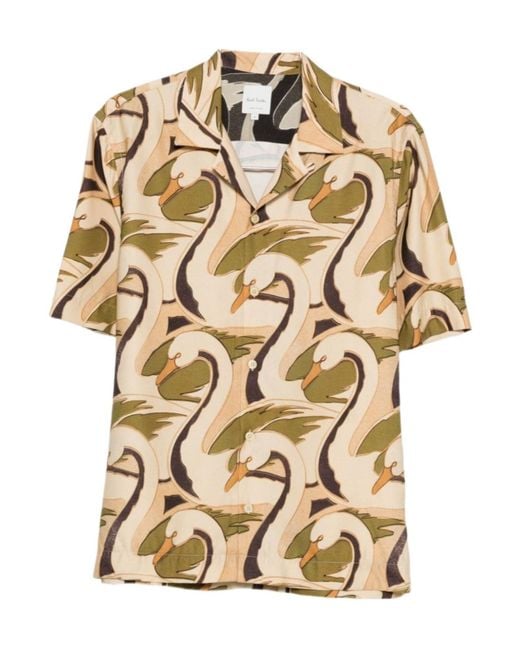 Paul Smith Metallic Swan Print Shirt for men