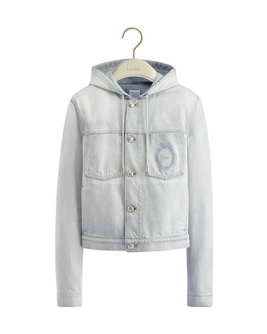 Dior White Medaillon Embroidered Hooded Jacket