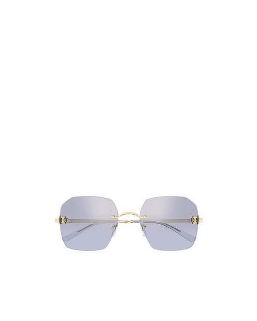 Cartier White Frameless Geometric Sunglasses