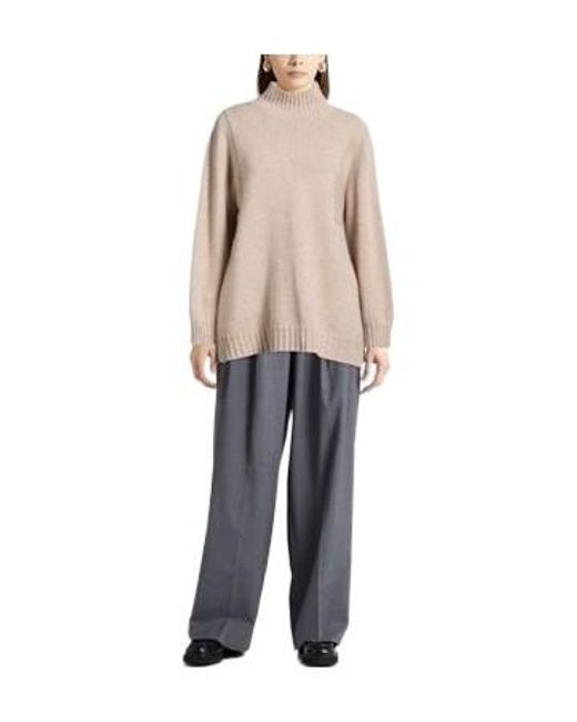 Max Mara Natural Mock-Neck Knit Top