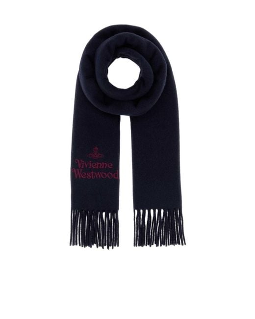 Vivienne Westwood Blue Embroidered Logo Scarf