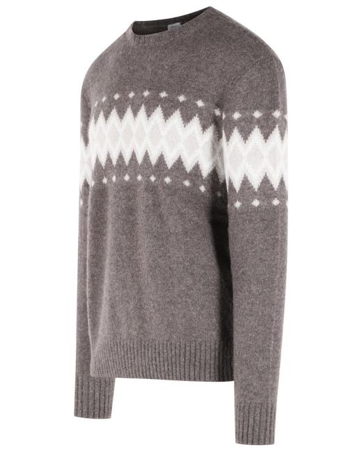 Eleventy Gray Cashmere And Silk Blend Crew Neck Sweater for men