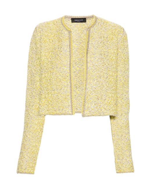 Fabiana Filippi Yellow Metallic Bouclé Cardigan