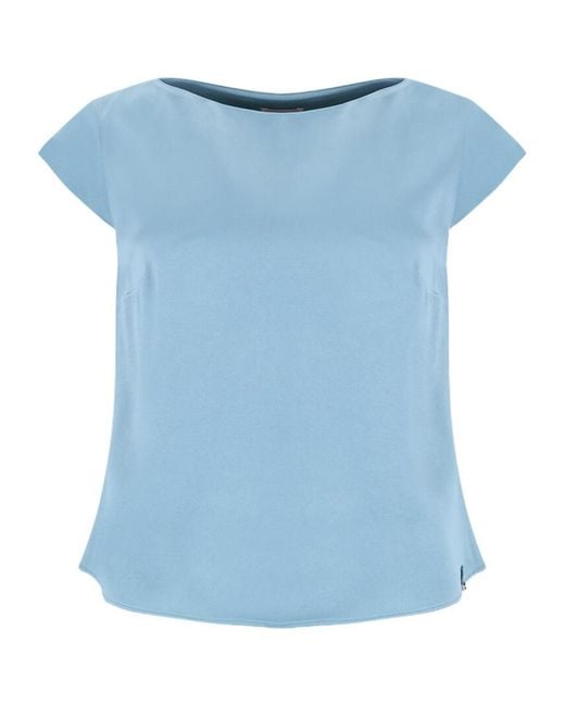 Herno Blue Boat Neck Resort Blouse