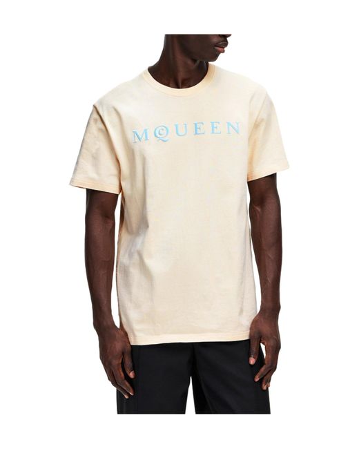 McQueen White Simple Printed T-Shirt for men