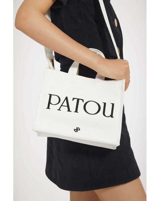 Patou White Small Logo-Printed Top Handle Bag