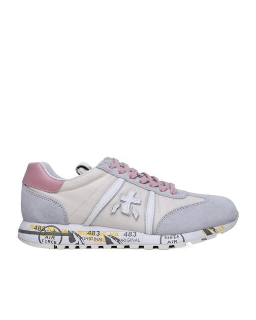 Premiata Gray Spliced Lace-Up Low-Top Casual Shoes