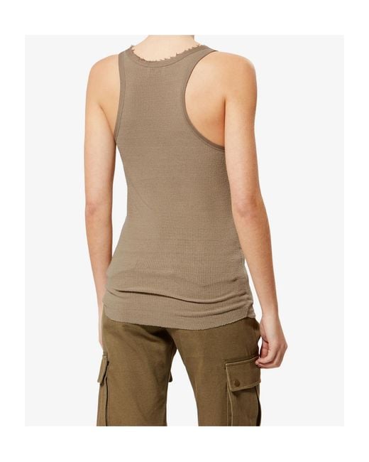 Isabel Marant Natural Helma Ribbed Henley Tank Top