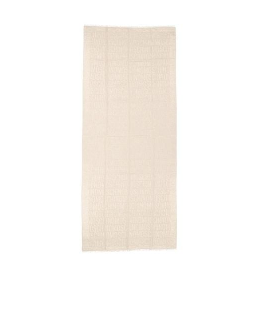 Moschino White Logo Edge-Edged Scarf