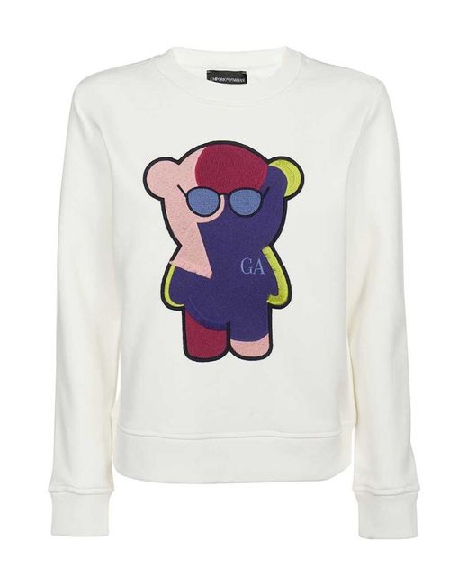 Emporio Armani White Manga Bear Long-Sleeved Sweatshirt
