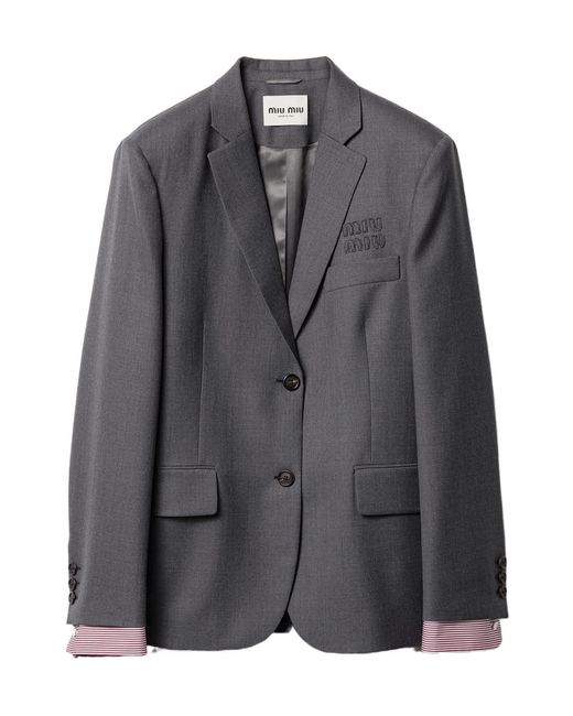 Miu Miu Gray Single-Breasted Suit Jacket