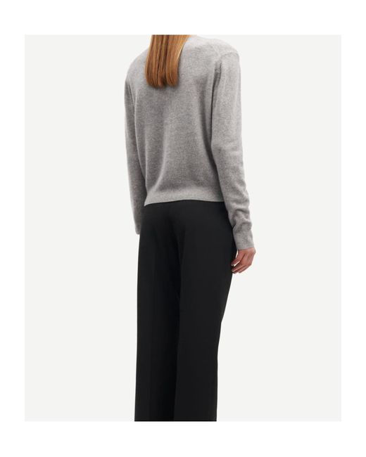Samsøe & Samsøe Gray Long-Sleeved Knitted Cardigan