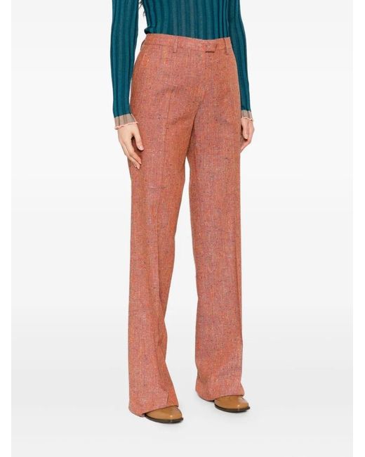 Etro Red Speckled Tweed Trousers