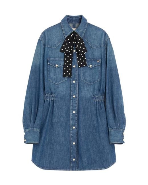 Valentino Blue Midi Denim Dress