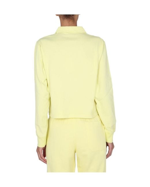 Helmut Lang Yellow Long-Sleeve Logo Embroidered Polo Shirt