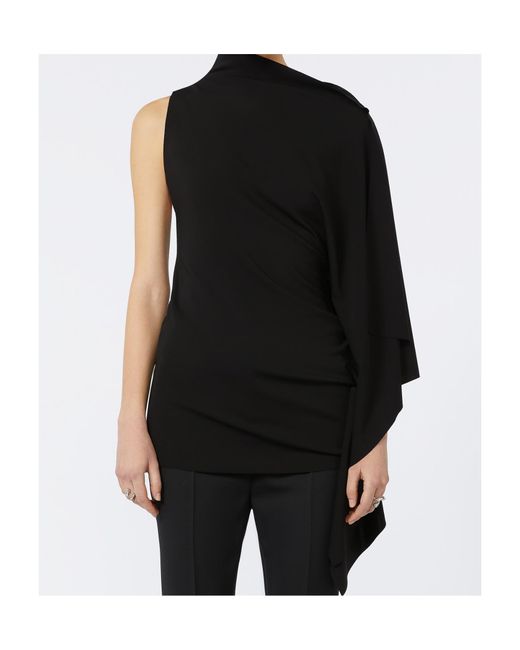 Sportmax Black Asymmetric Ruffled Top