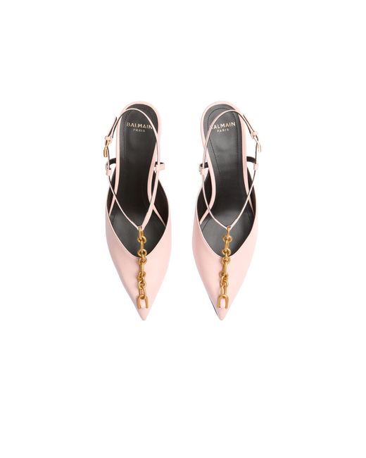 Balmain Pink Sync Chain Kitten Slingbacks