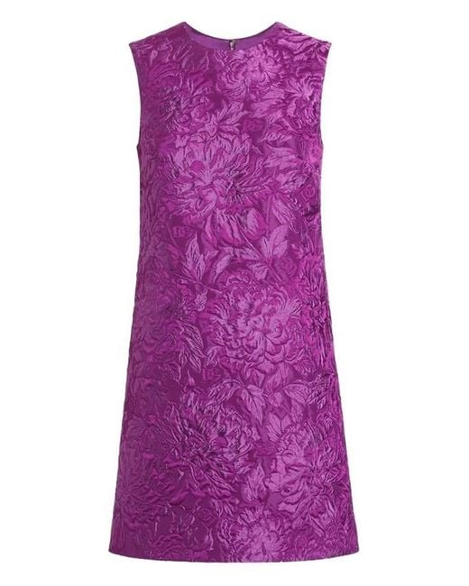 Dolce & Gabbana Purple Dolce & Gabbana Brocade Mini Dress Clothing