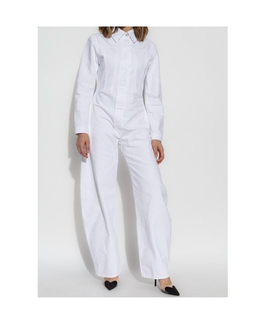 Alaïa White Alaa Round Denim Jumpsuit