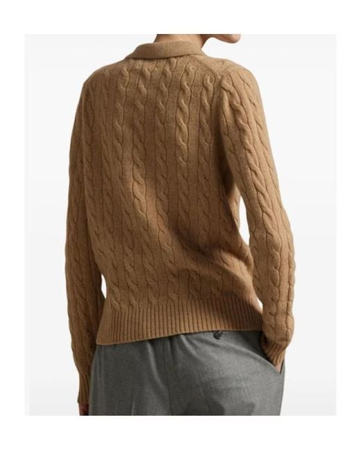 Polo Ralph Lauren Brown Logo Embroidered Knitted Polo Shirt