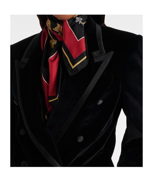 Dolce & Gabbana Black Printed Silk Twill Scarf