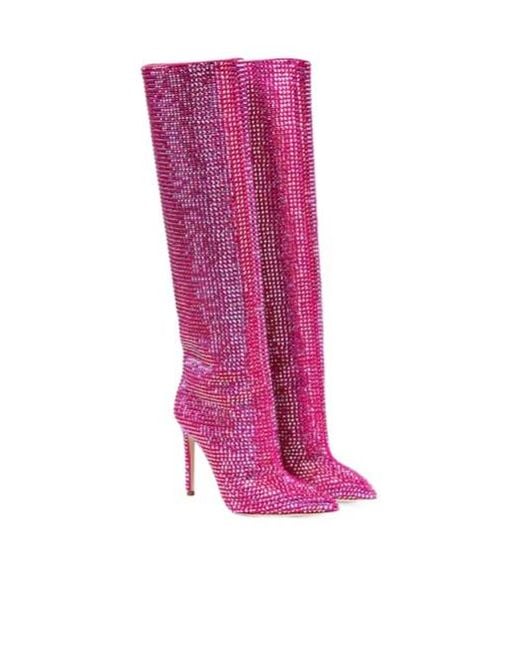 Paris Texas Pink Holly Embellished Knee-High Boots