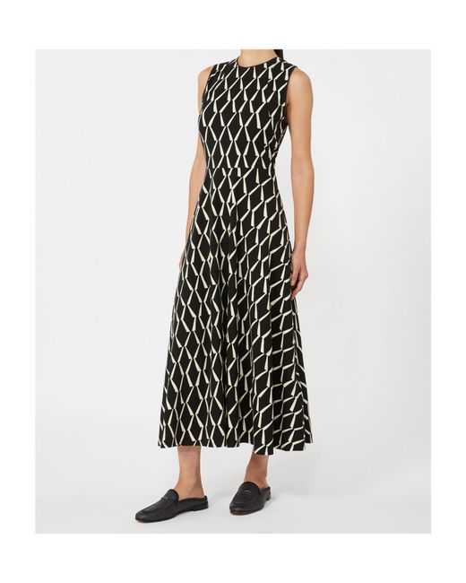 Max Mara Black Graphic Print Sleeveless Dress
