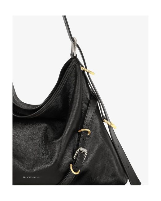 Givenchy Black Voyou Logo Detailed Medium Shoulder Bag