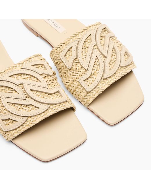 Casadei Metallic Woven-Strap Flat Sandals