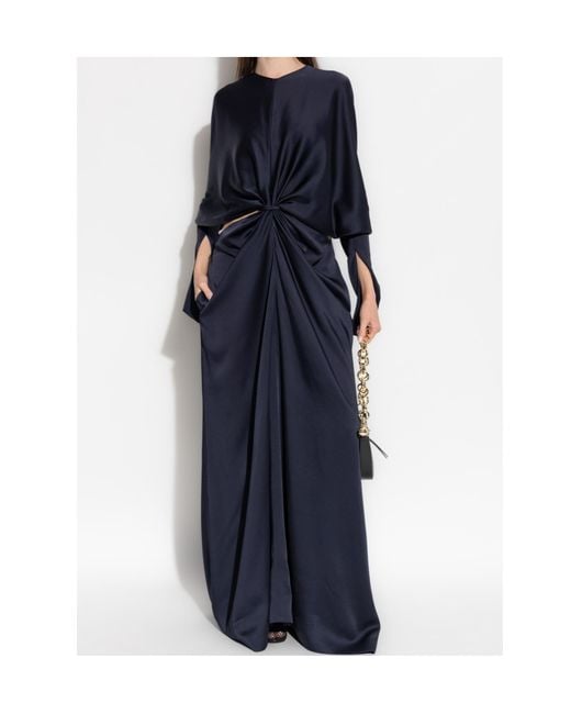 Stella McCartney Blue Cut Out Detailed Ruched Dress