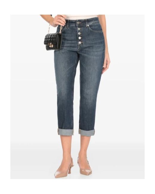 Dondup Blue Button-Fly Cuffed Jeans