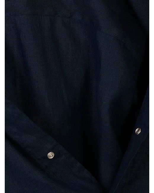 Kiton Blue Hooded Button-Up Shirt for men