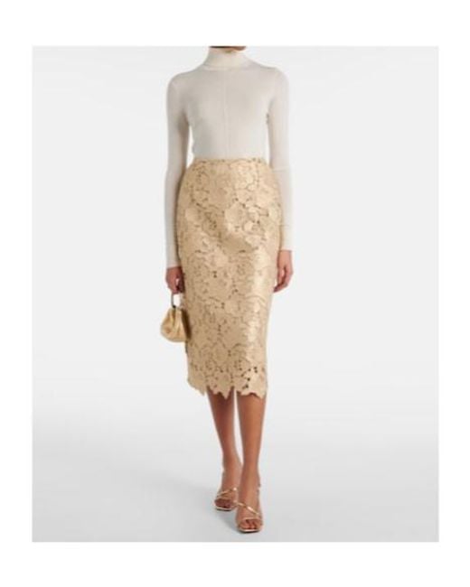 Oscar de la Renta Natural Guipure Lace Pencil Skirt
