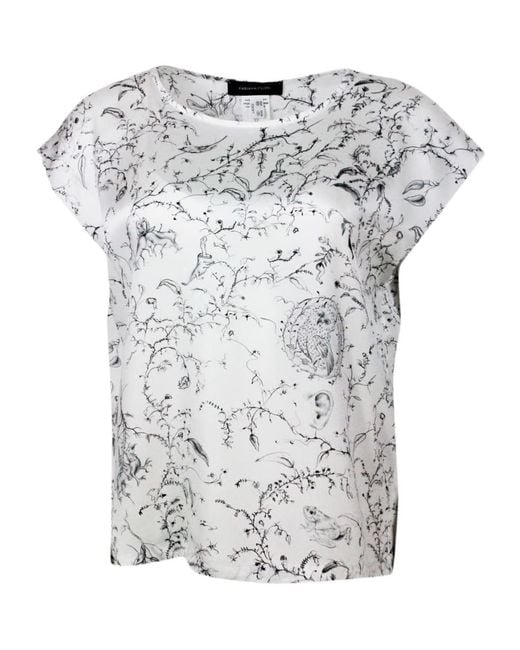Fabiana Filippi Gray Graphic Printed Crewneck Top