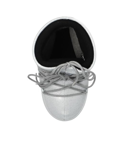 Moon Boot Gray Icon Low Glitter Lace-Up Boots