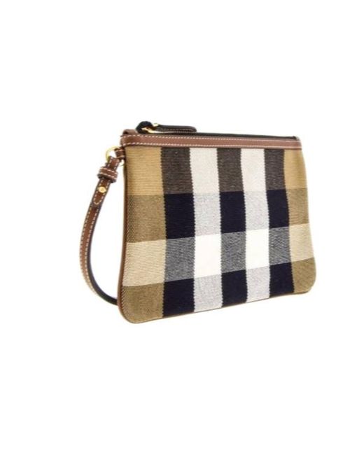 Burberry Blue Checked Zip-Up Clutch Bag