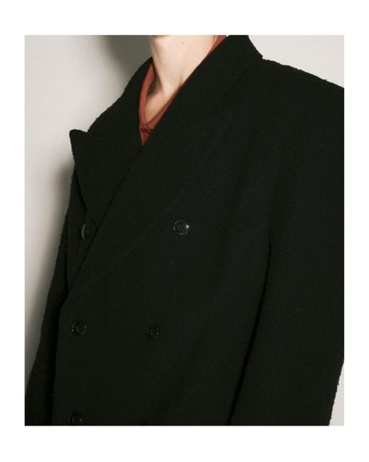 Martine Rose Black Double-Breasted Long Coat for men