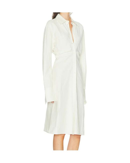 Totême White Totême Long-Sleeved Shirt Dress