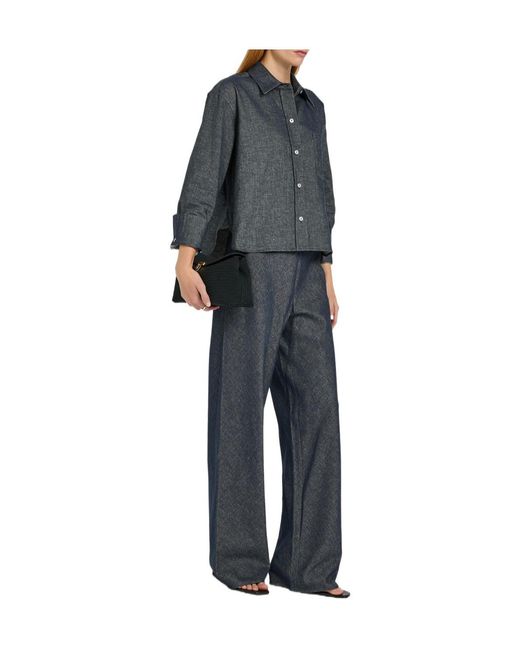Vince Blue Colette Wide-Leg Chambray Trousers