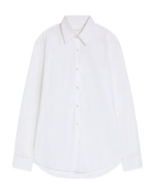 Dries Van Noten White Cotton Poplin Shirt for men