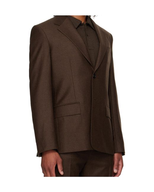 Ferragamo Brown Single Breasted Flannel Blazer for men