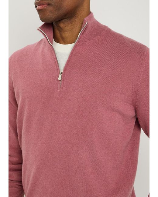 Brunello Cucinelli Pink Cashmere Turtleneck Sweater for men