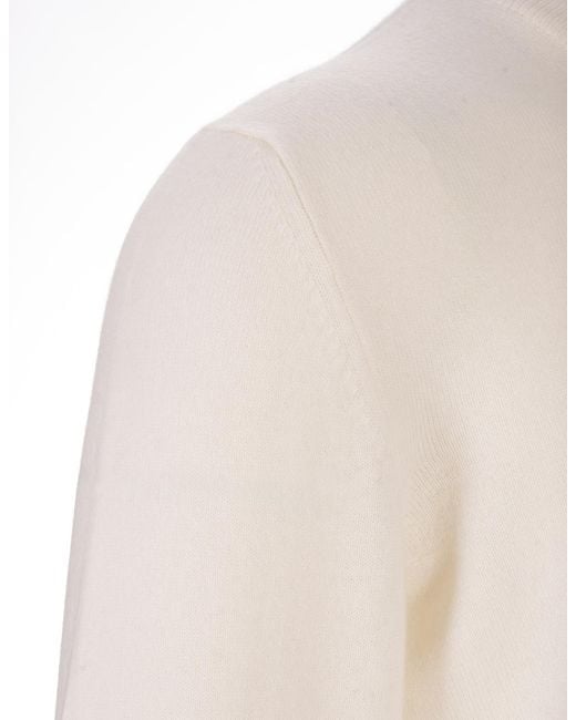 Fedeli White Ribbed Trim Swetaer for men