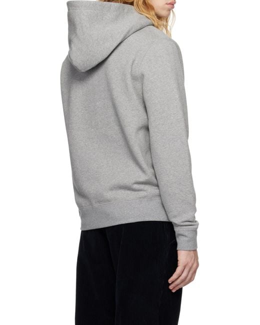 Moncler Gray Logo Patch Drawstring Hoodie for men
